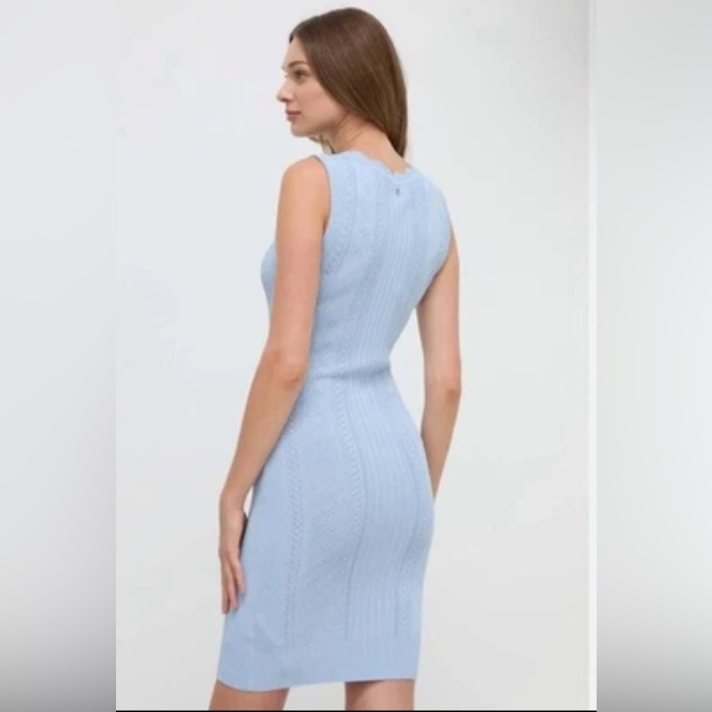 Guess Light Blue Knit Midi Dress‎ size M NWT - Picture 2 of 8